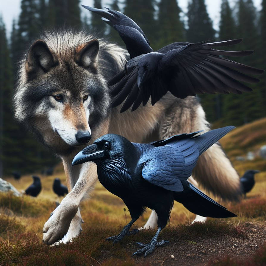 Wolf and Ravens by CommanderRavenwolf on DeviantArt