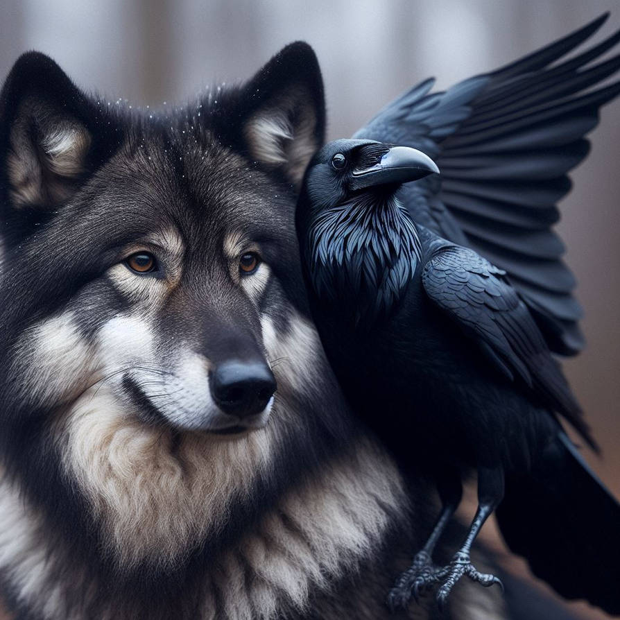Wolf and Raven by CommanderRavenwolf on DeviantArt