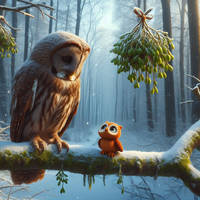 Owls under the Mistletoe