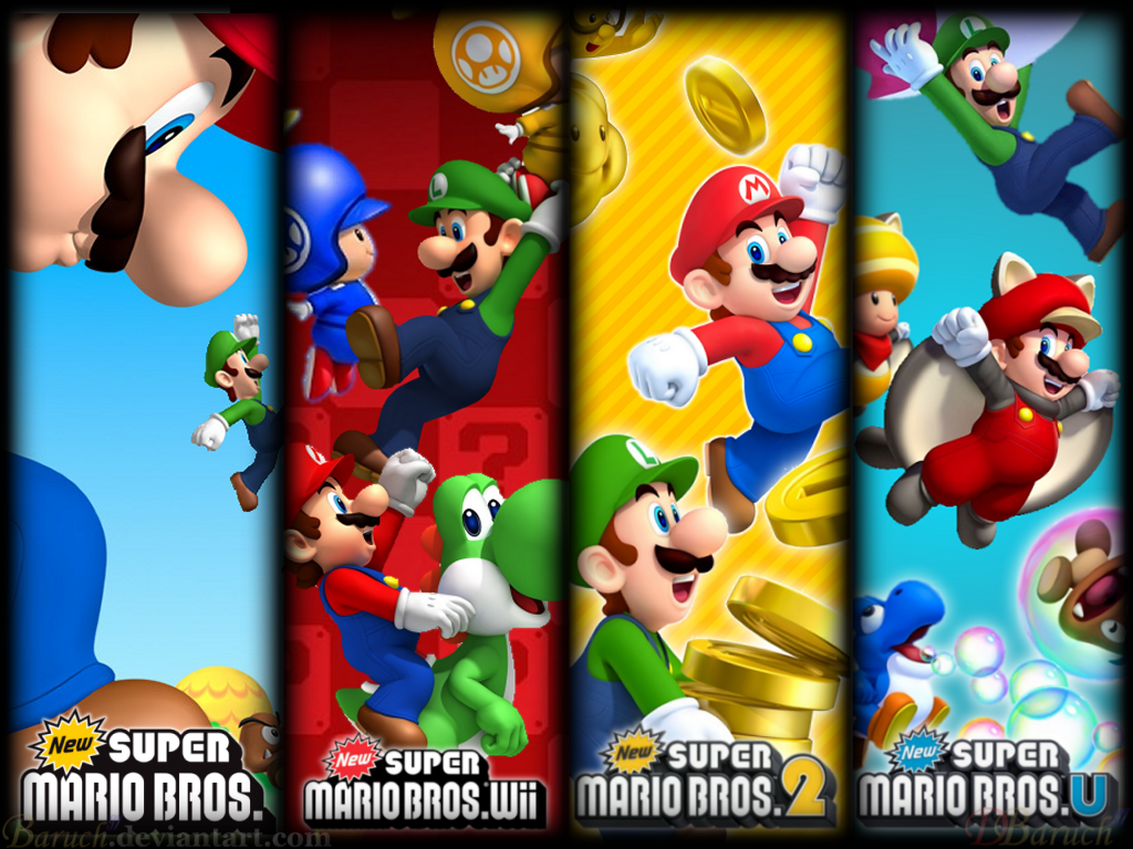 All New Super Mario Bros. Games Wallpaper 1024x768 by Baruch97 on