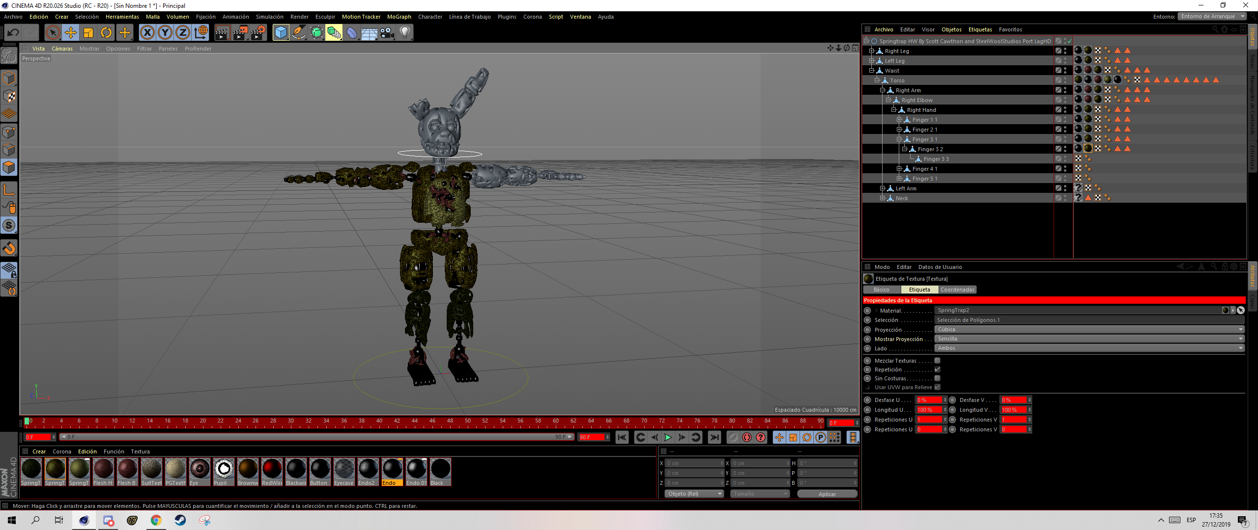 Springtrap (With original textures) W.I.P by MrLefty97-OFICIAL on ...