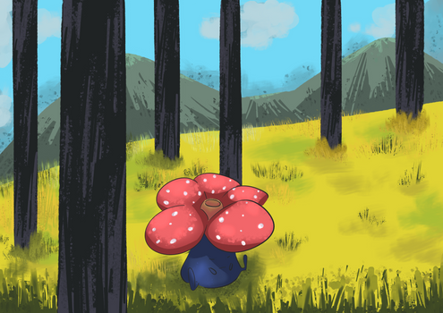 Vileplume resting in the forest