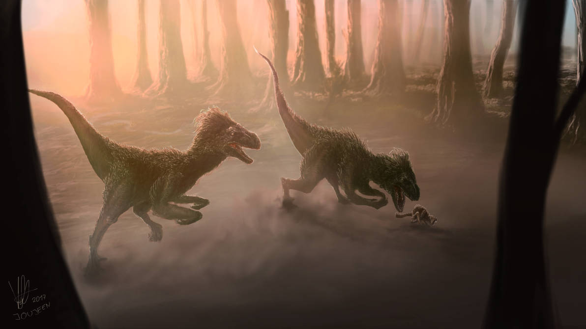 Two Raptors Hunting (COMMISSION) by Joujeen on DeviantArt