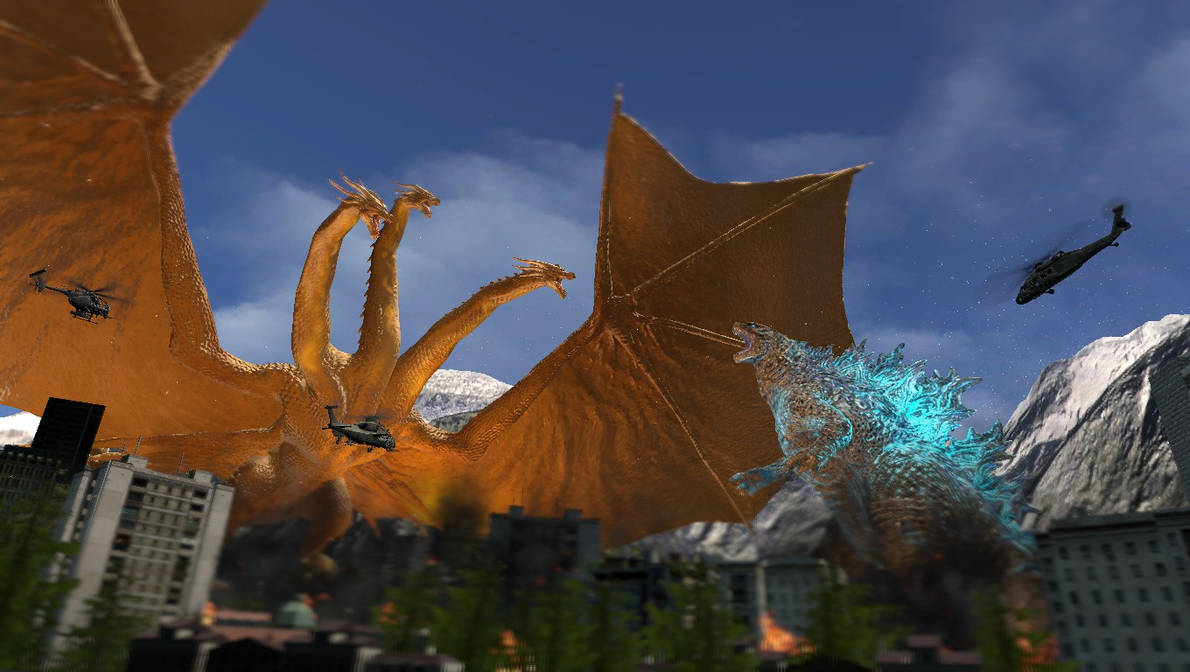 Godzilla Vs Rival King Ghidorah Vs Godzilla by TREX096 on DeviantArt