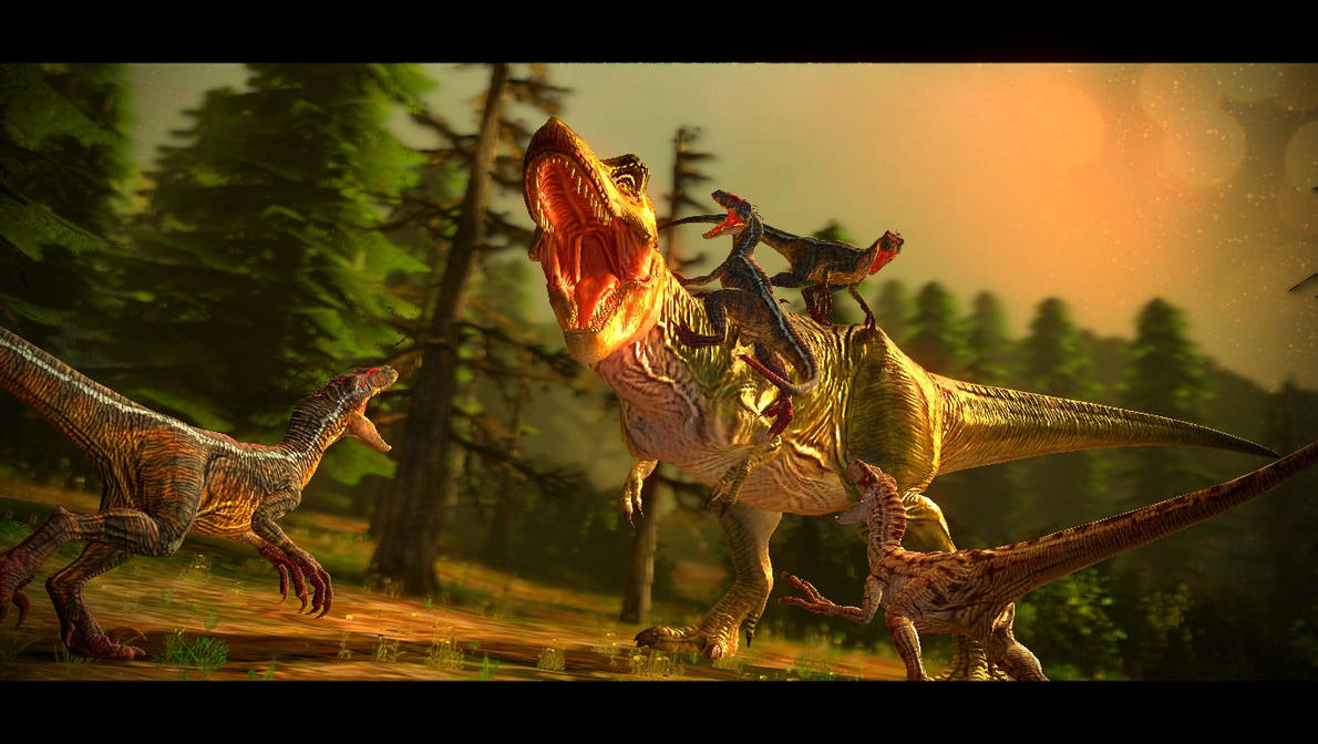 T Rex Vs Raptor JP3 Bull T.Rex Vs Raptors by TREX096 on DeviantArt