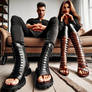 Goth sandals on sofa
