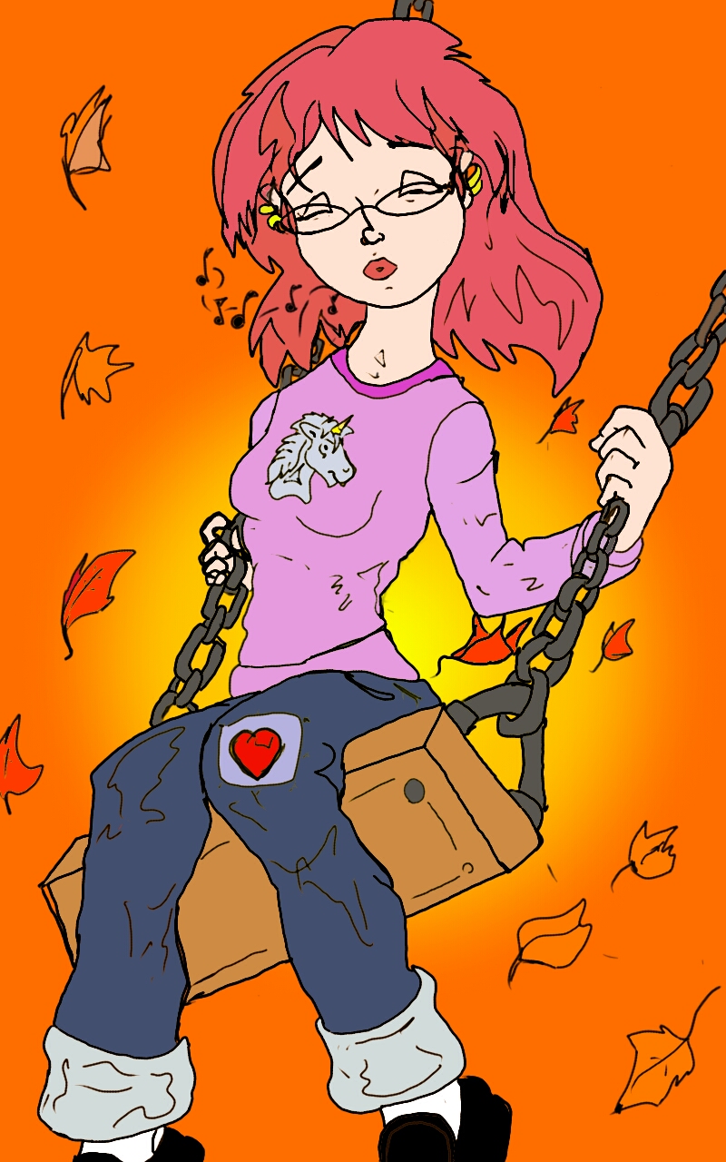 Chelsie swinging in autumn.