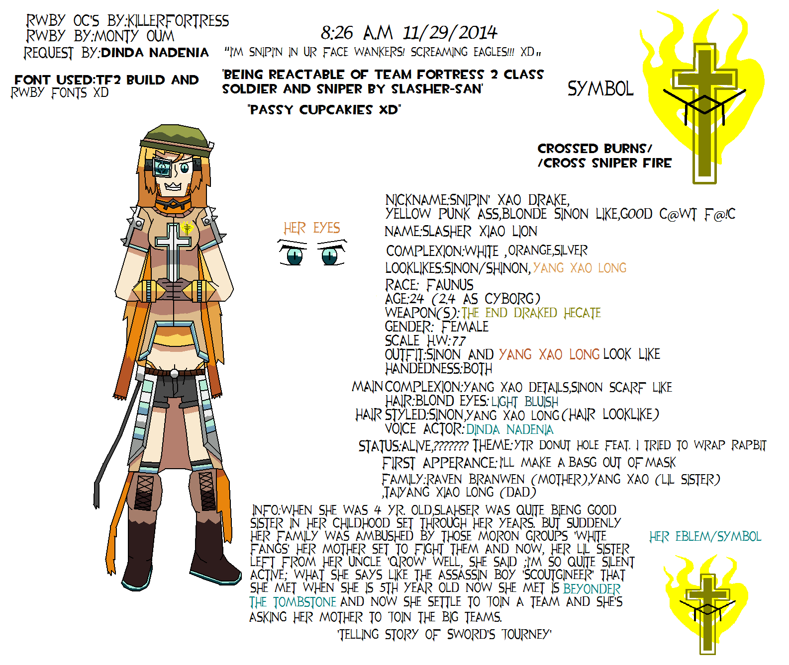 Slasher xao lion RWBY oc's reedit by killerfortress on DeviantArt
