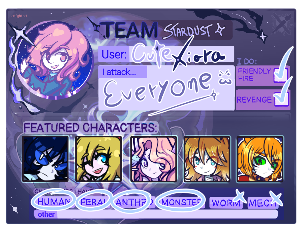 ArtFight 2024 team card by CuteXiora on DeviantArt