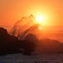 Golden Pacific Sunset With A Splash