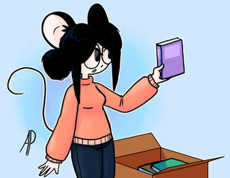 Mouse Girl Puts Away Some Books