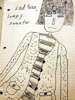 sad teen, lumpy sweater