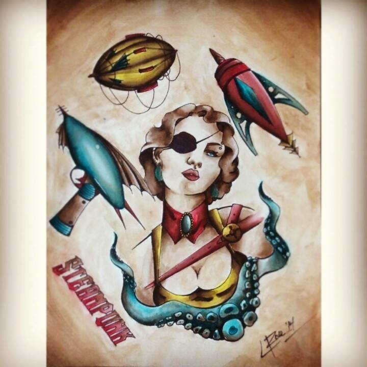 Steampunk Tattoo Flash