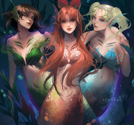 Powerpuff Mermaids by Jyundee