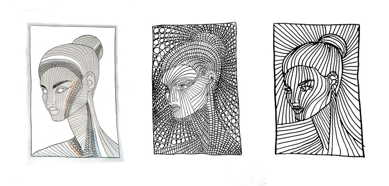 Line art pattern portrait drawings iteration triad by kairamana on ...
