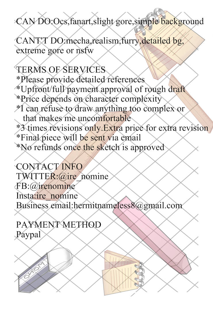 Comm Sheet 2 by IreNomine on DeviantArt