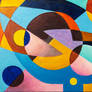Handmade abstract geometric painting