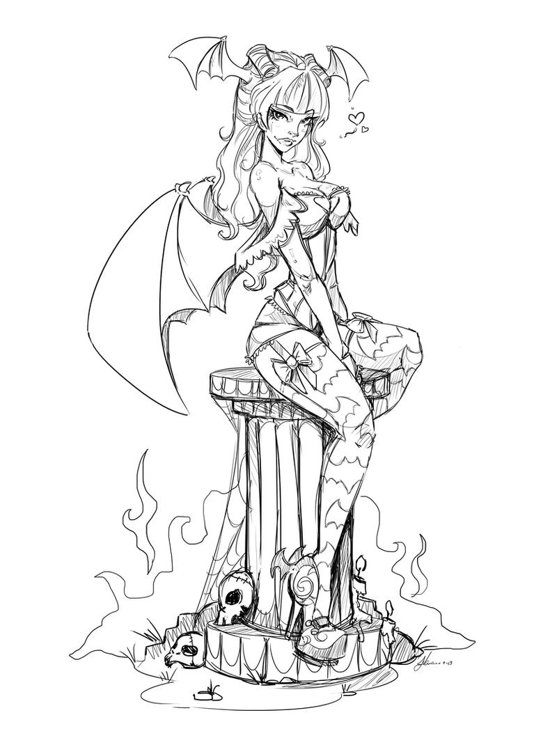 Pin up Morrigan Lines Sketch