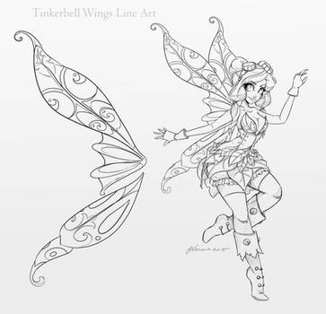 Tinkerbell Wings Line Art