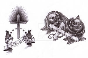 cross and skulls bw