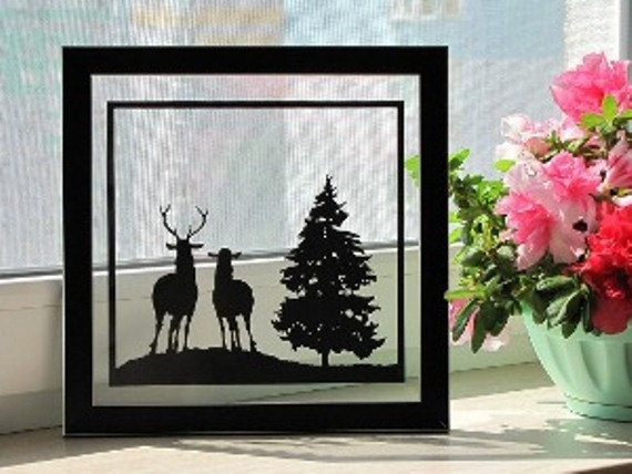 Deer Couple Handmade Original Papapercut