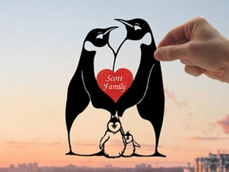 Penguins Family Handmade Original Paper Cut