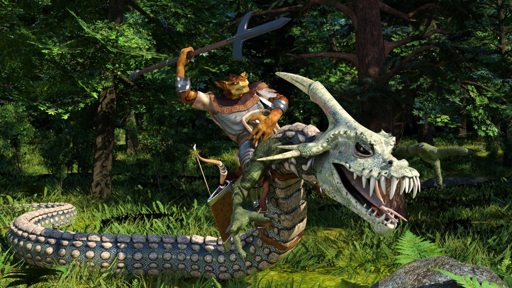 Kobold Raptor Rider Kobold Tatzlwyrm Rider by FluffyBush on DeviantArt