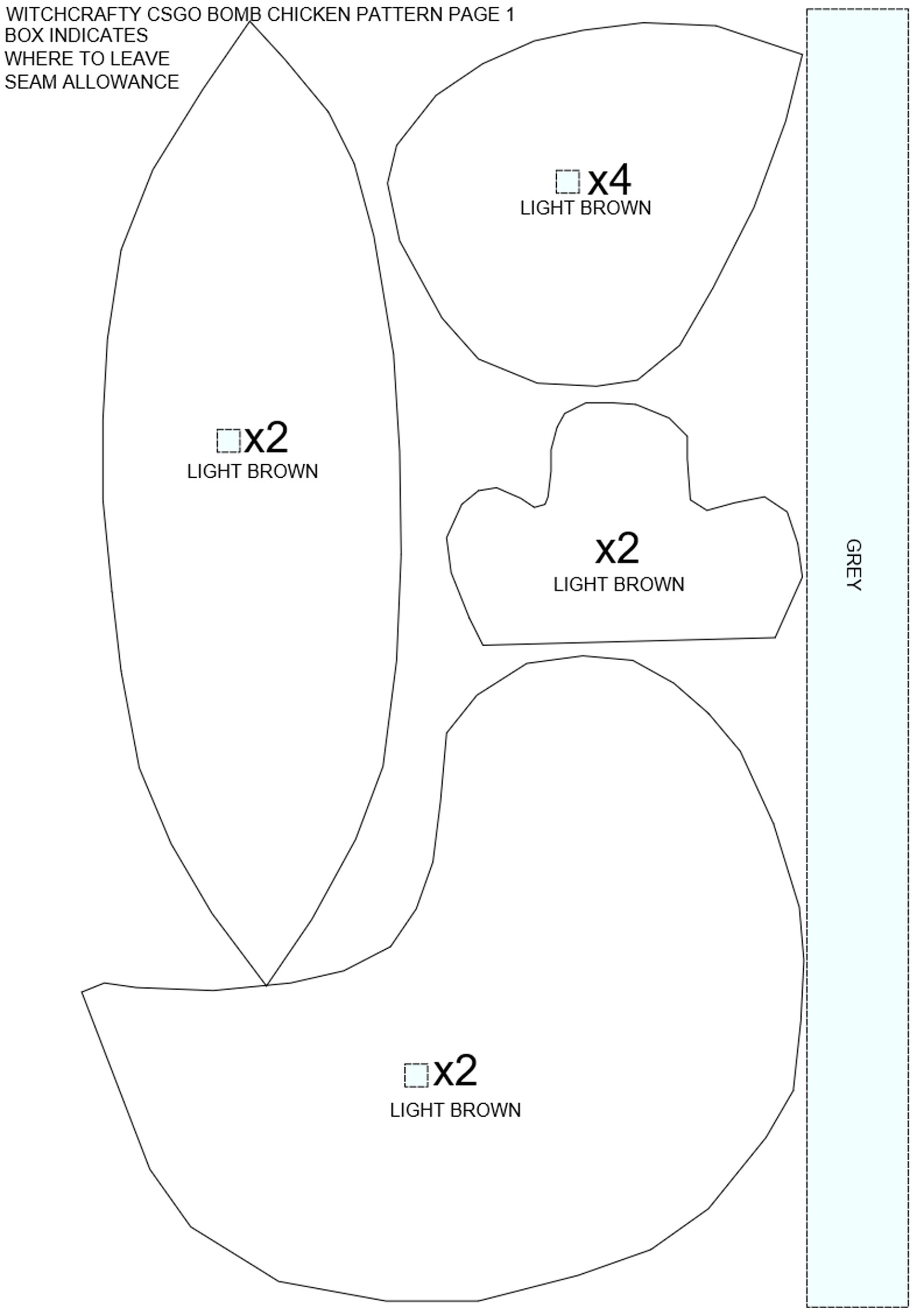 CSGO Bomb Chicken Plushie Pattern Page 1 by witchcraftyYT on DeviantArt