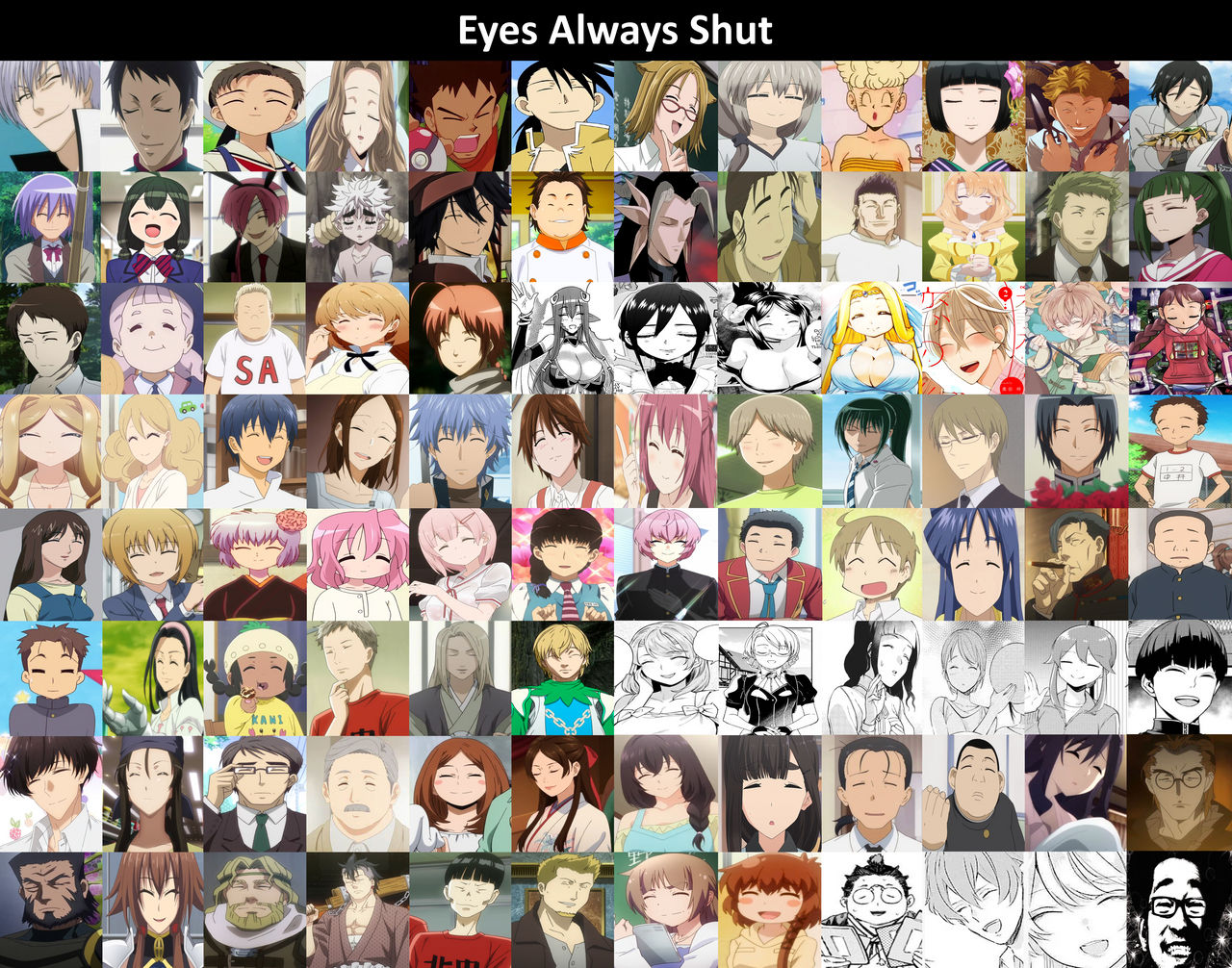 15 Anime Characters with Eyes Always Shut 