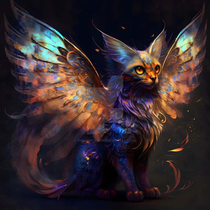 Mystical fantasy colorful cat with wings 5 by theannoyedpixie on DeviantArt