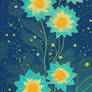 Blue flowers pattern