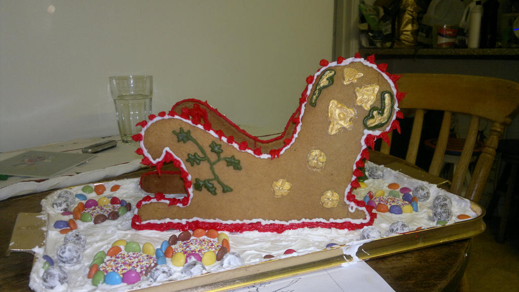 Finished Gingerbread Sled (Side Shot)