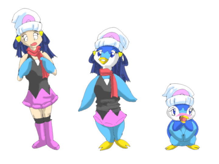 dawn and piplup (pokemon and 2 more) drawn by ashino_moto