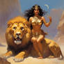 Woman and lion 7