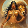 Woman and lion 8