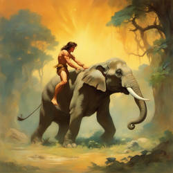 young Korak (Son of Tarzan) on Elephant (1)