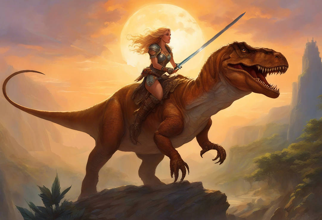 Boston Riding T Rex Shanna riding T-rex by ZENART07 on DeviantArt
