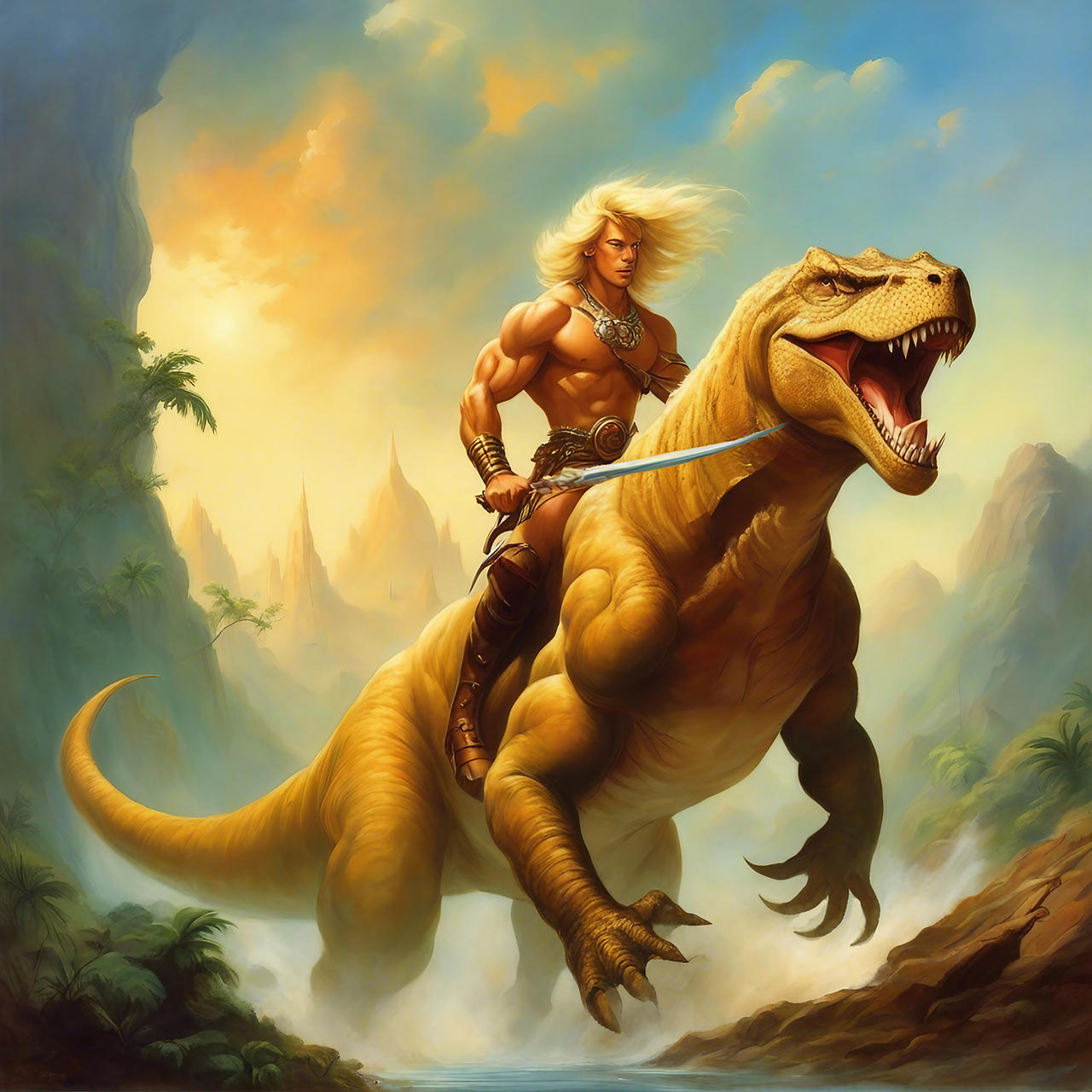 ka-zar riding T-rex (11) by ZENART07 on DeviantArt