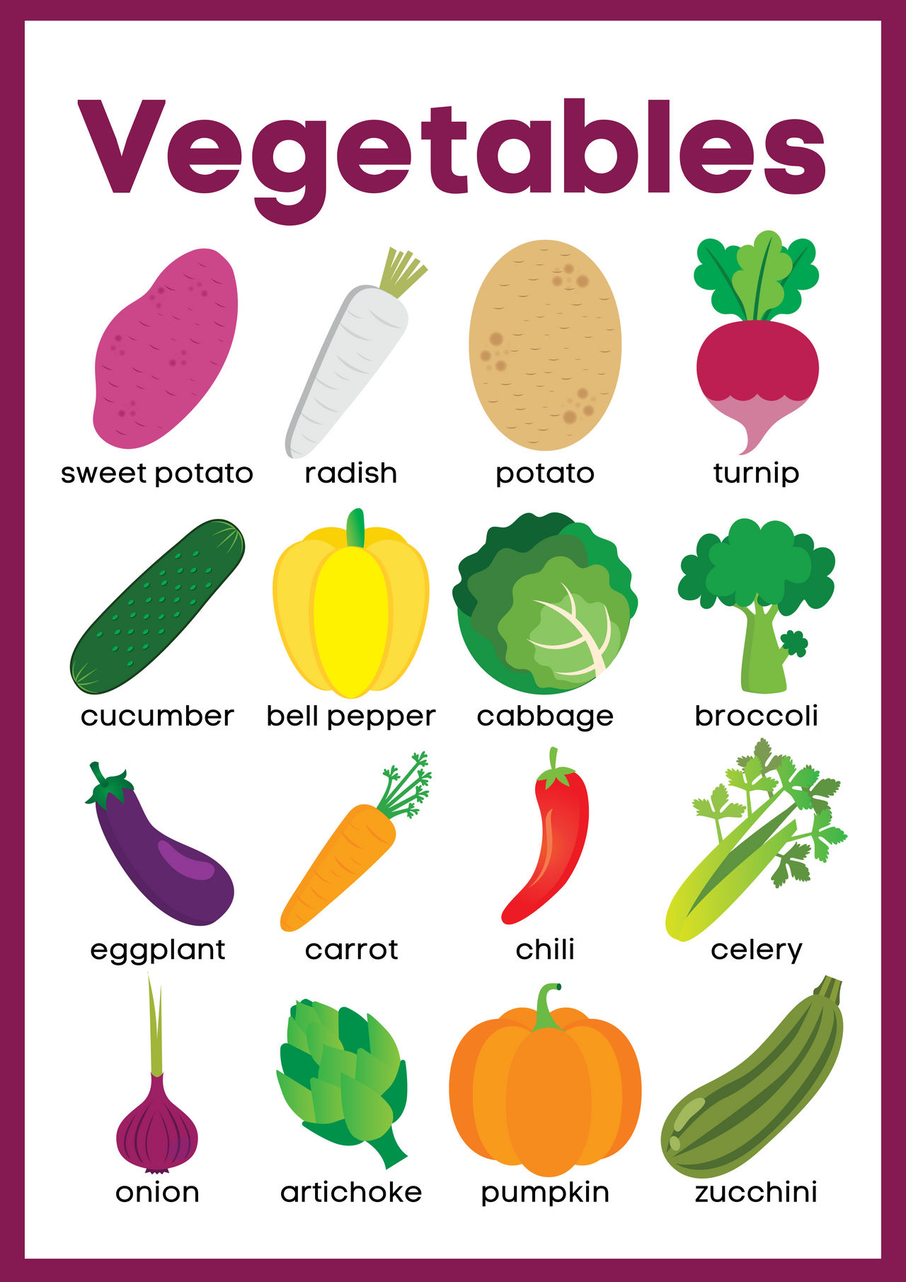 9. Vegetables Chart for Kids by ZENART07 on DeviantArt Vegetable Chart For Kids