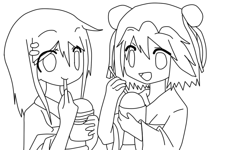 Miku and Minako lineart