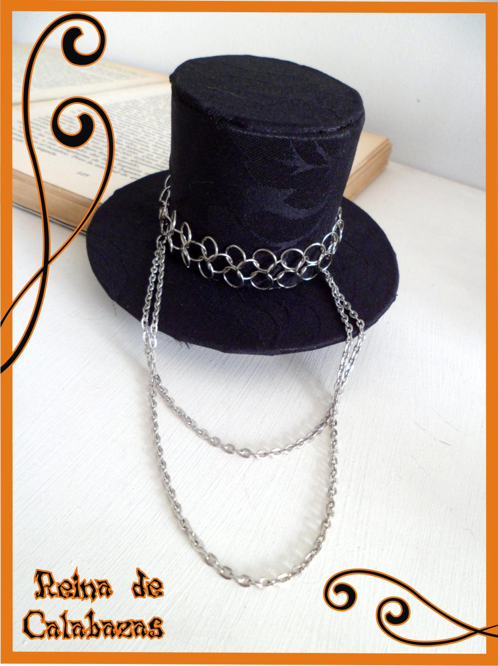 Minit top hat black brocade