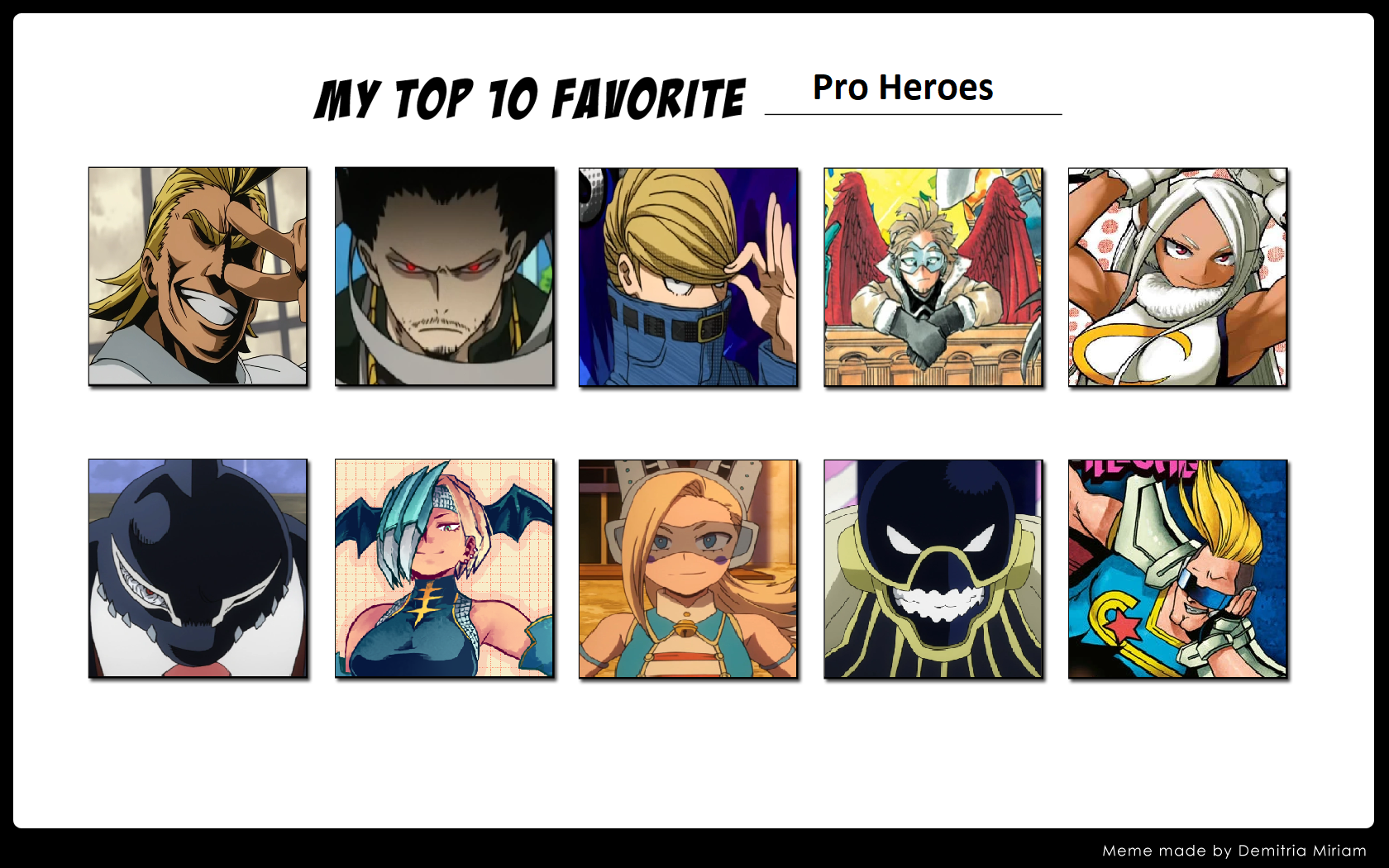 Top Favorite Pro Heroes by JokuSSJ DeviantArt