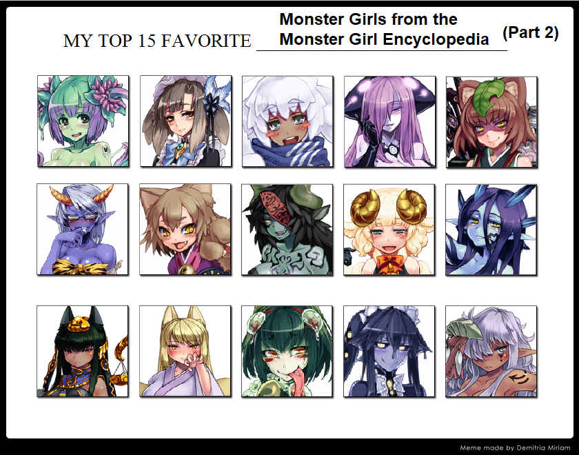 Top 15 Monster Girls from the MGE (Part 2) by JokuSSJ on DeviantArt