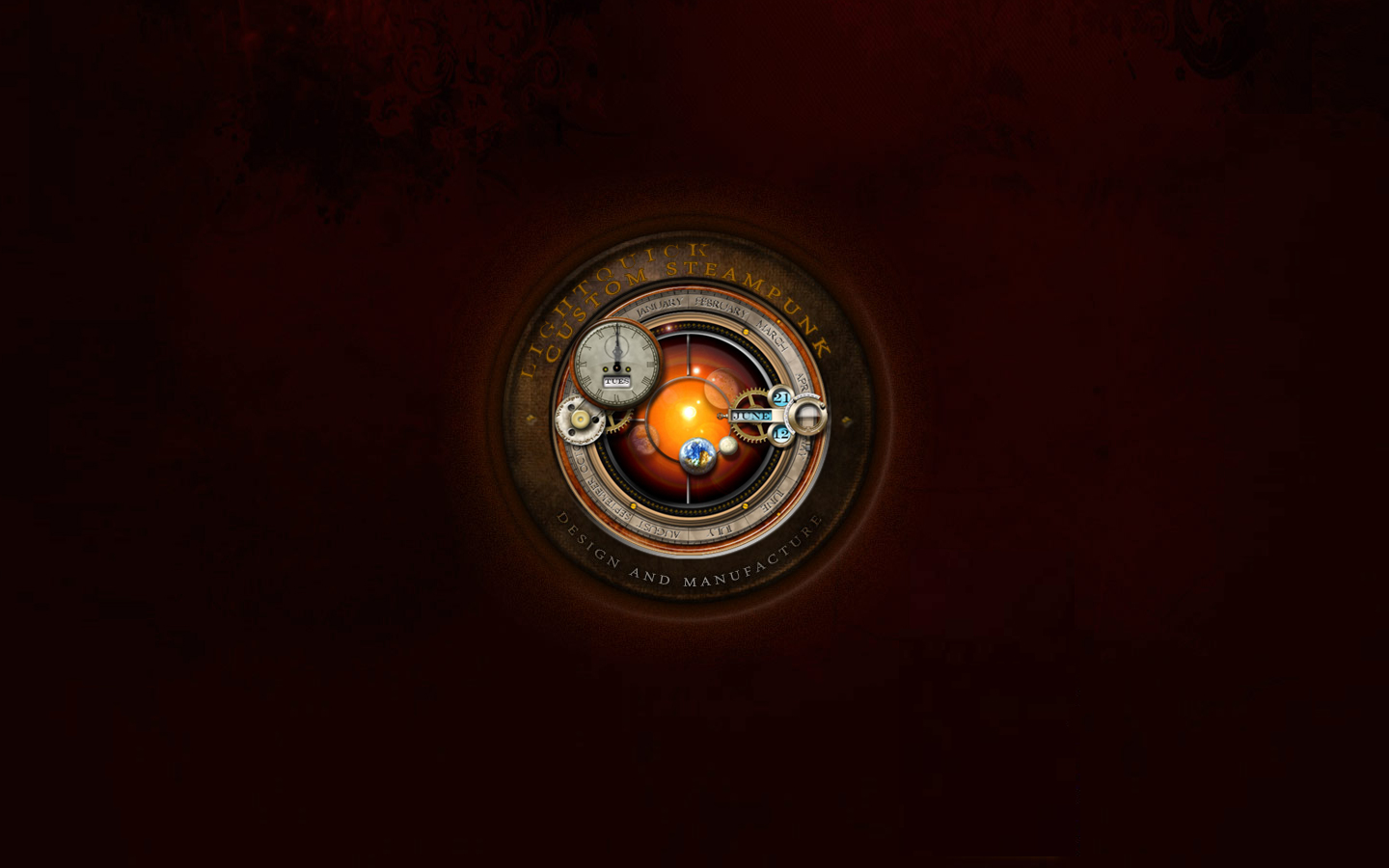 Steampunk Clock Leather Desktop Wallpaper 1440px
