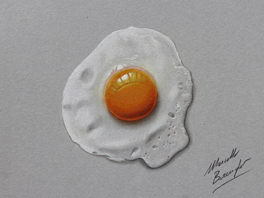 Fried egg DRAWING by Marcello Barenghi