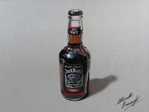 Jack Daniels and cola bottle - drawing