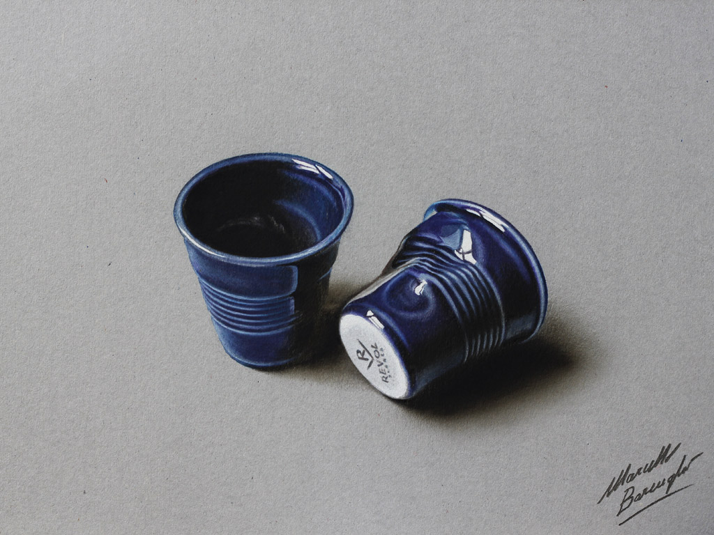 Pottery coffee cups DRAWING by Marcello Barenghi