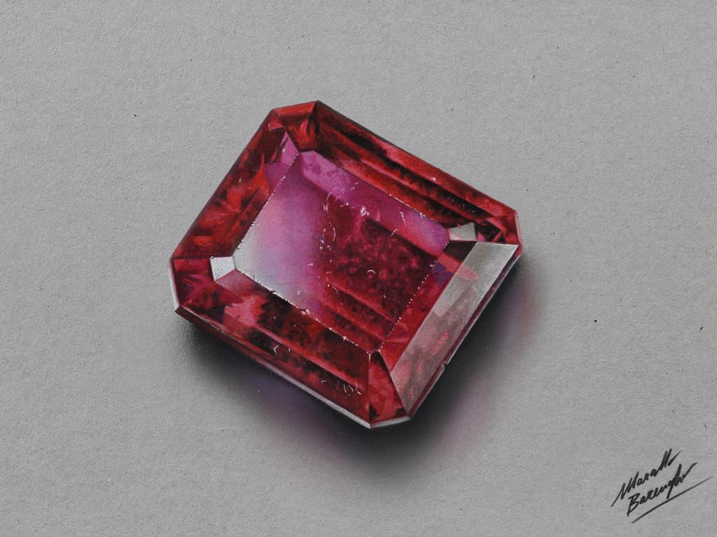 A scratched ruby DRAWING by Marcello Barenghi by marcellobarenghi on