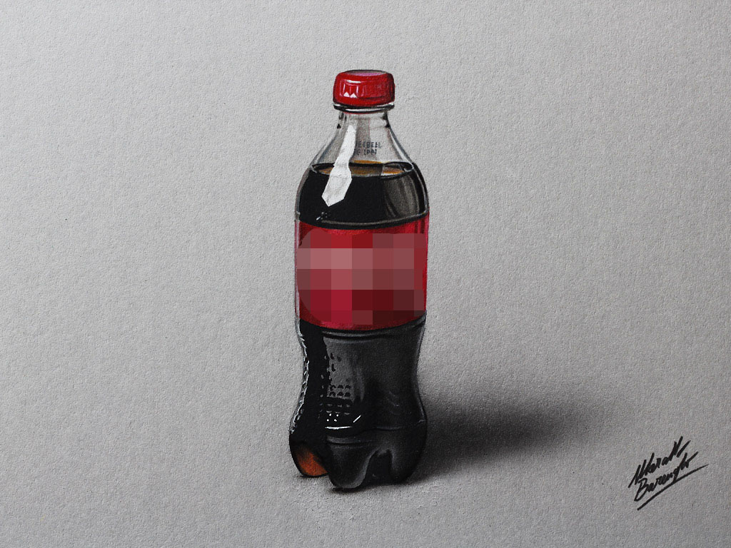 Coca-Cola plastic bottle DRAWING Marcello Barenghi