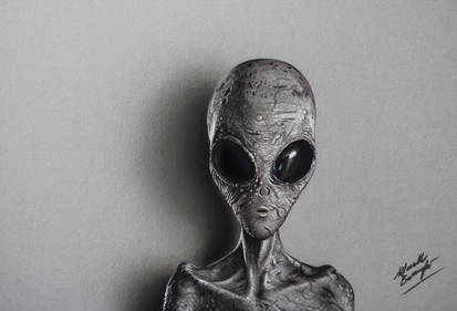 Grey Alien DRAWING by Marcello Barenghi